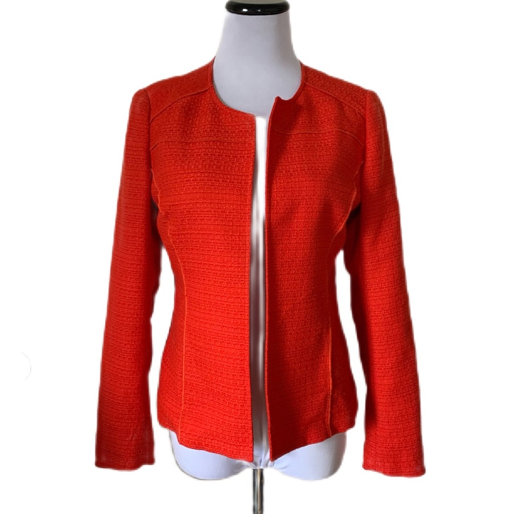 Chico’s SZ 4 Orange Open Front Blazer